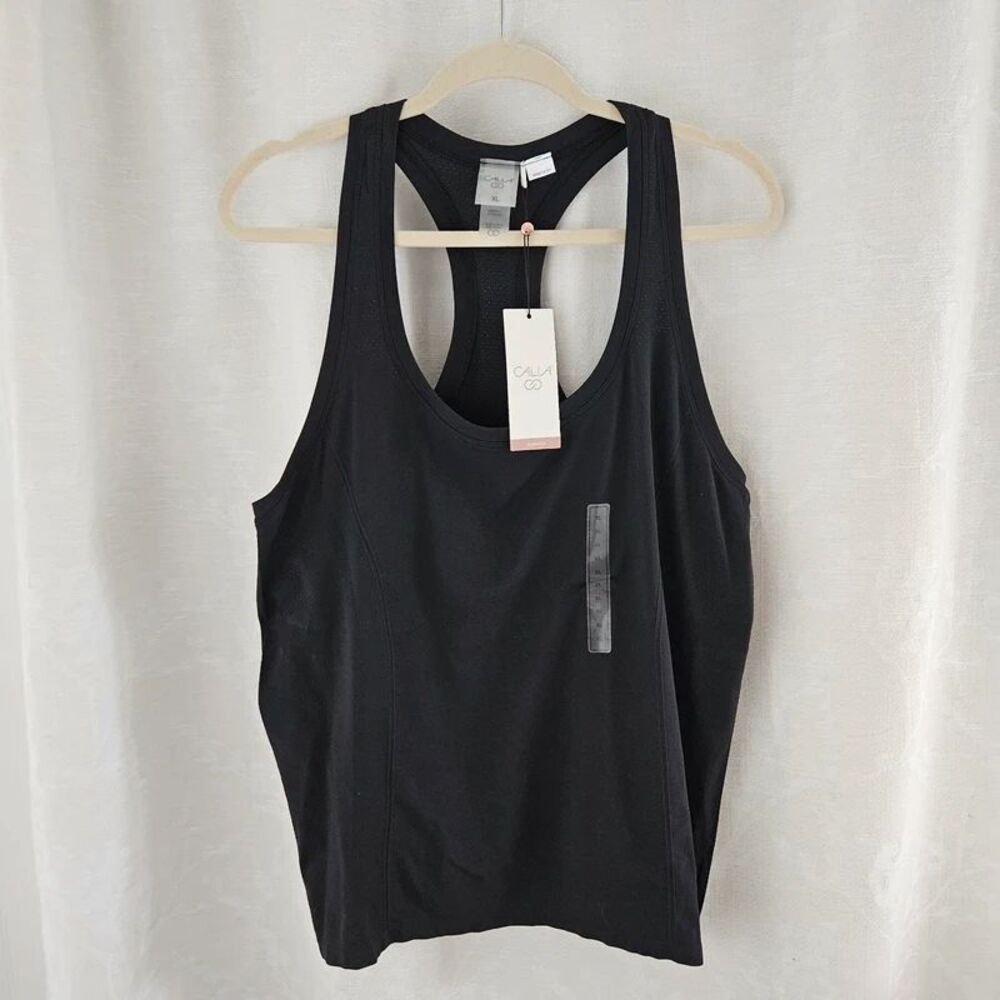 CALIA Seamless Racerback Workout Tank Top Black XL NWT